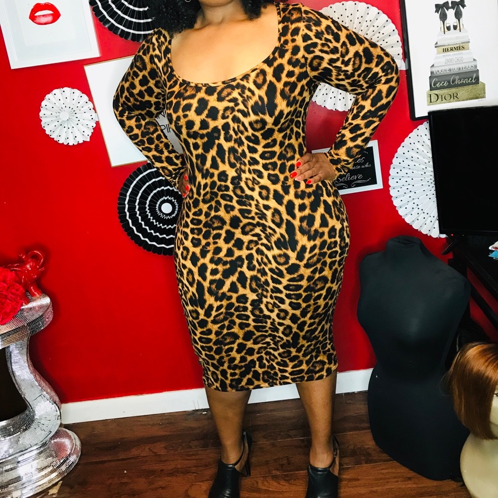 Curvy Sense Leopard Body Con Dress Sz 1x
